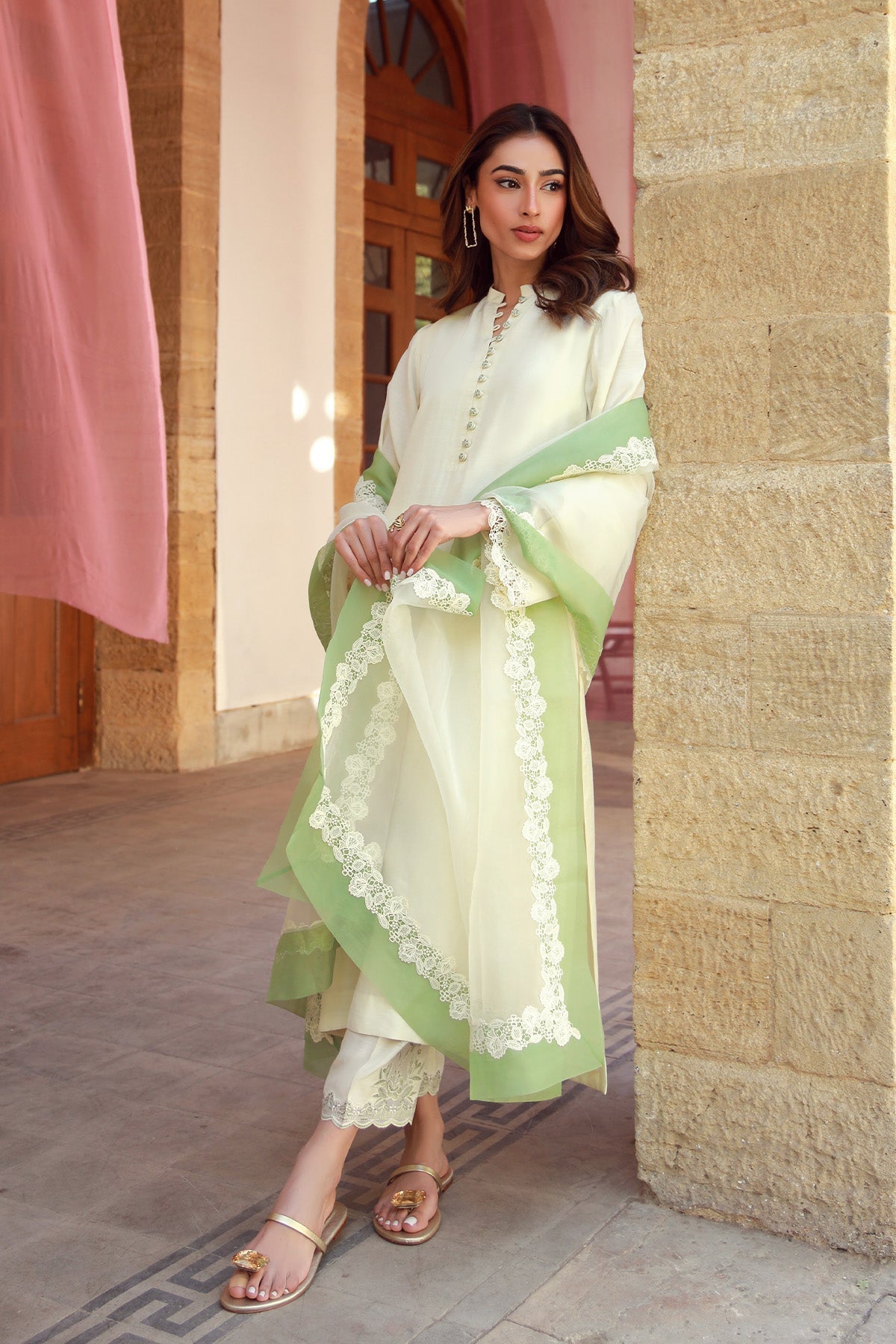 Sahar | Luxe Pret 25 | Ivory Meadow - by - Libasekhas UK - Registered Vendor of : Sahar - 100% Original Designer Dresss