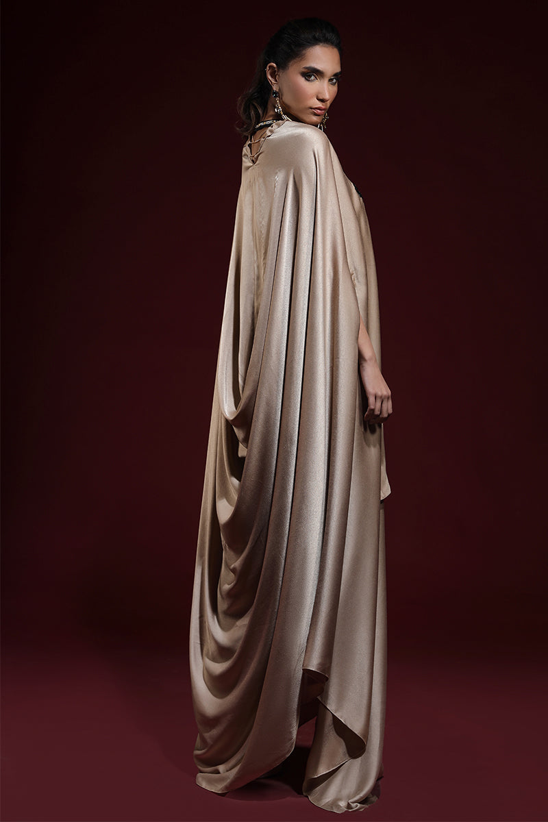 Wardha Saleem | Luxury Pret Fusion Wear | SAHARA DRAPE WITH PANTS (2PC) - by - Libasekhas UK - Registered Vendor of : Wardha Saleem - 100% Original Designer Dresss