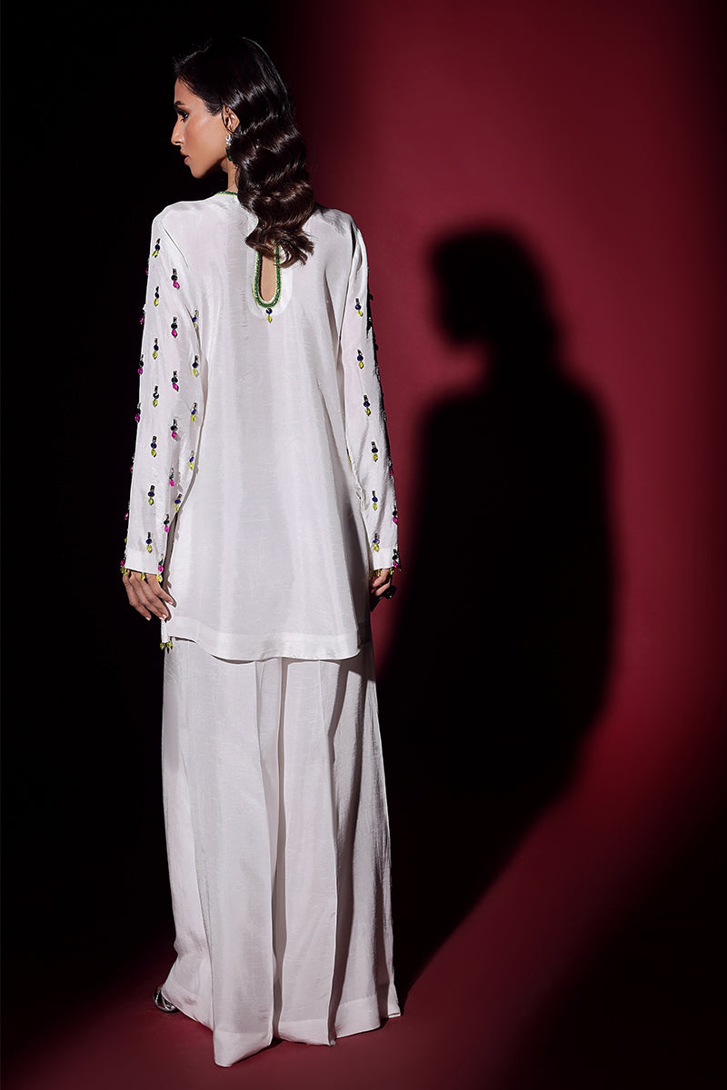 Wardha Saleem | Luxury Pret Fusion Wear | LUXURA (WHITE) CORD-SET (2PC) - by - Libasekhas UK - Registered Vendor of : Wardha Saleem - 100% Original Designer Dresss