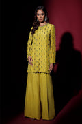 Wardha Saleem | Luxury Pret Fusion Wear | LUXURA (LIME GREEN) CORD-SET (2PC) - by - Libasekhas UK - Registered Vendor of : Wardha Saleem - 100% Original Designer Dresss