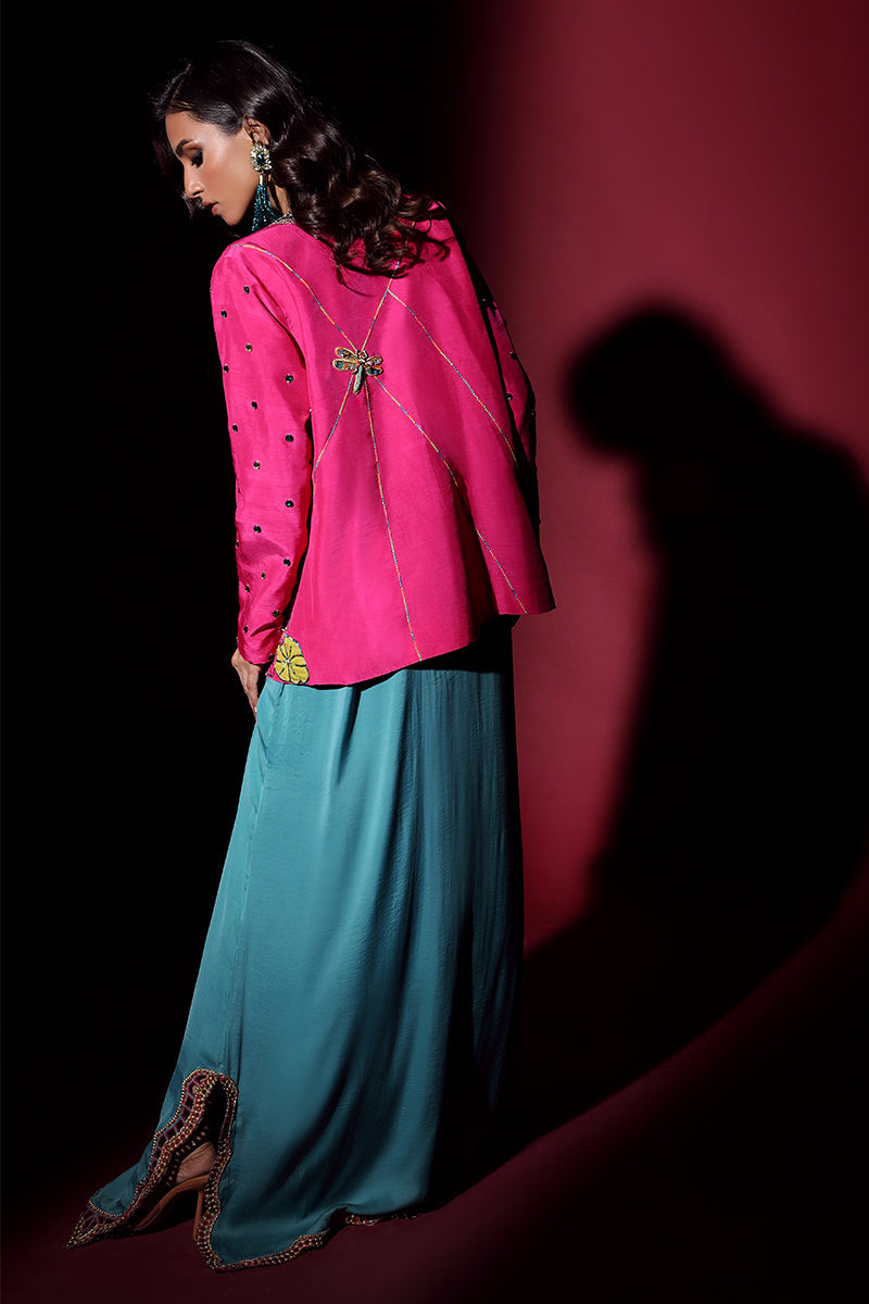 Wardha Saleem | Luxury Pret Fusion Wear | IVY JACKET WITH DRAPE (2PC) - by - Libasekhas UK - Registered Vendor of : Wardha Saleem - 100% Original Designer Dresss