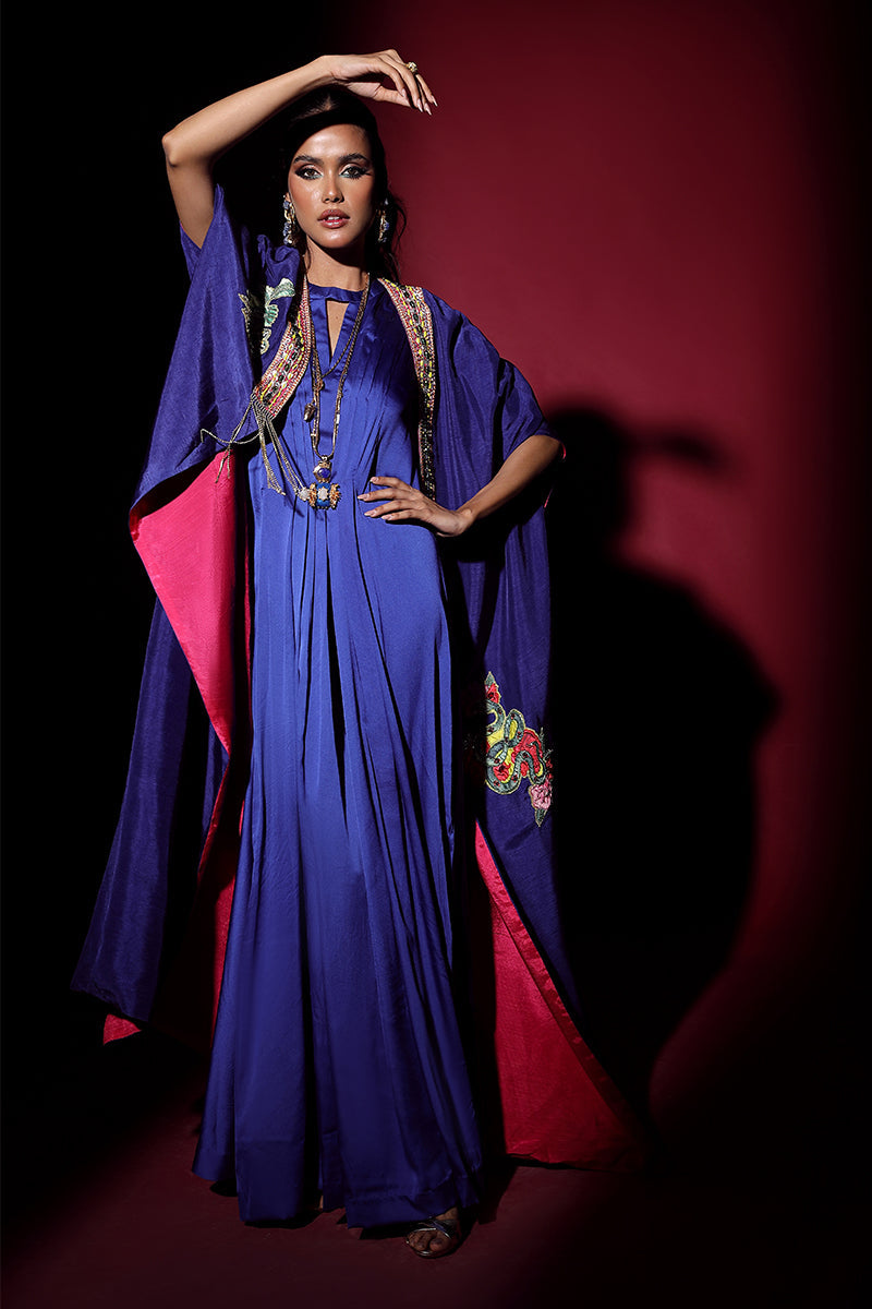Wardha Saleem | Luxury Pret Fusion Wear | NOVA CAPE WITH DRAPE (2PC) - by - Libasekhas UK - Registered Vendor of : Wardha Saleem - 100% Original Designer Dresss