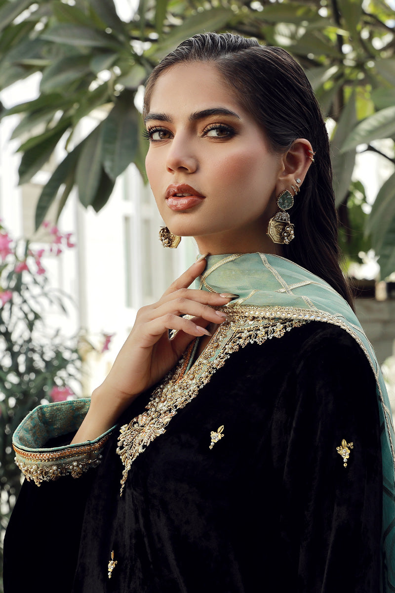 Sana Abbas | Velvet Formals | BLACK JADE - by - Libasekhas UK - Registered Vendor of : Sana Abbas - 100% Original Designer Dresss