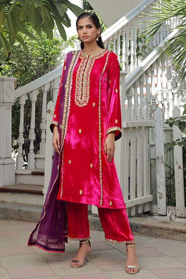 Sana Abbas | Velvet Formals | RUBY - by - Libasekhas UK - Registered Vendor of : Sana Abbas - 100% Original Designer Dresss