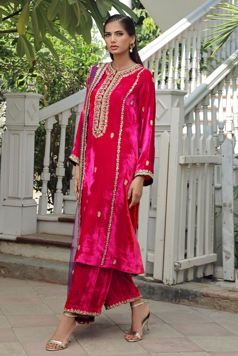 Sana Abbas | Velvet Formals | RUBY - by - Libasekhas UK - Registered Vendor of : Sana Abbas - 100% Original Designer Dresss
