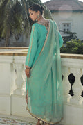 Sana Abbas | Velvet Formals | AQUAMARINE - by - Libasekhas UK - Registered Vendor of : Sana Abbas - 100% Original Designer Dresss