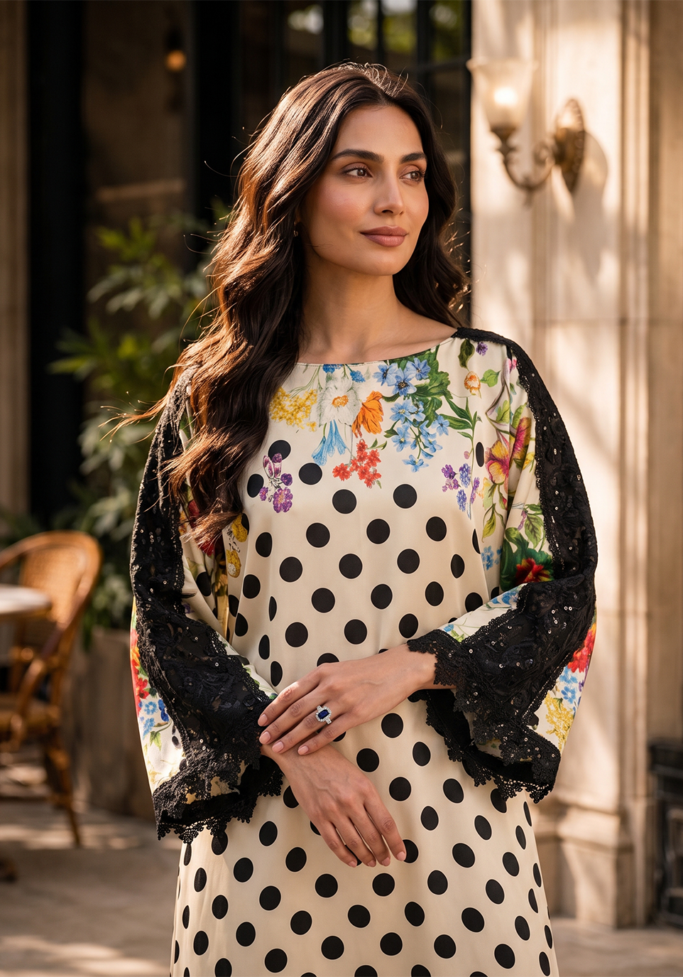 Zarqash | Silk Edit 26 | Polka Botanique - by Libasekhas UK - Registered Vendor of : Zarqash - 100% Original Designer Dress
