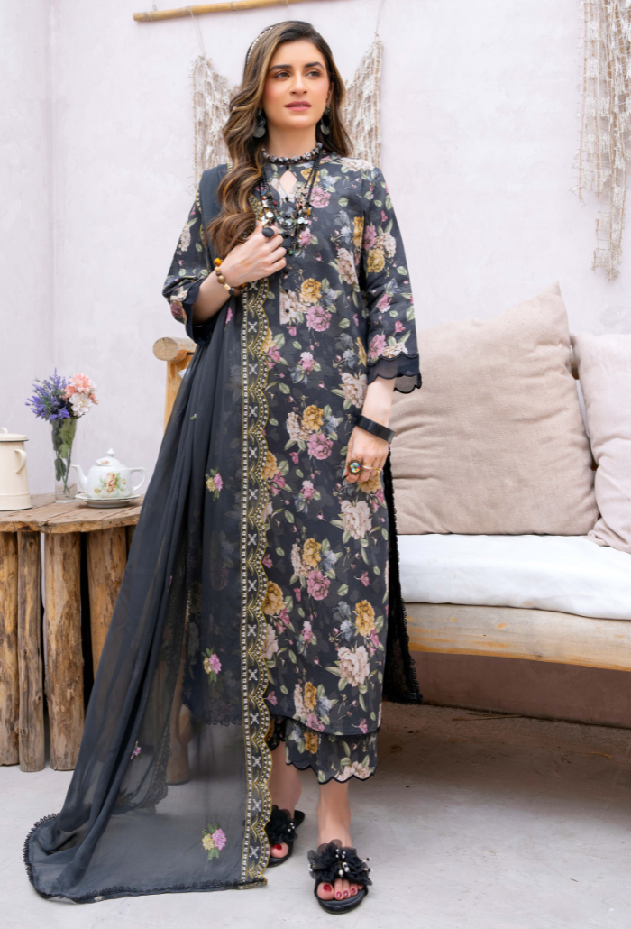 Humdum | Gardenia Lawn 24 | PLG 3 - D03 - by - Libasekhas UK - Registered Vendor of : HumDum - 100% Original Designer Dresss