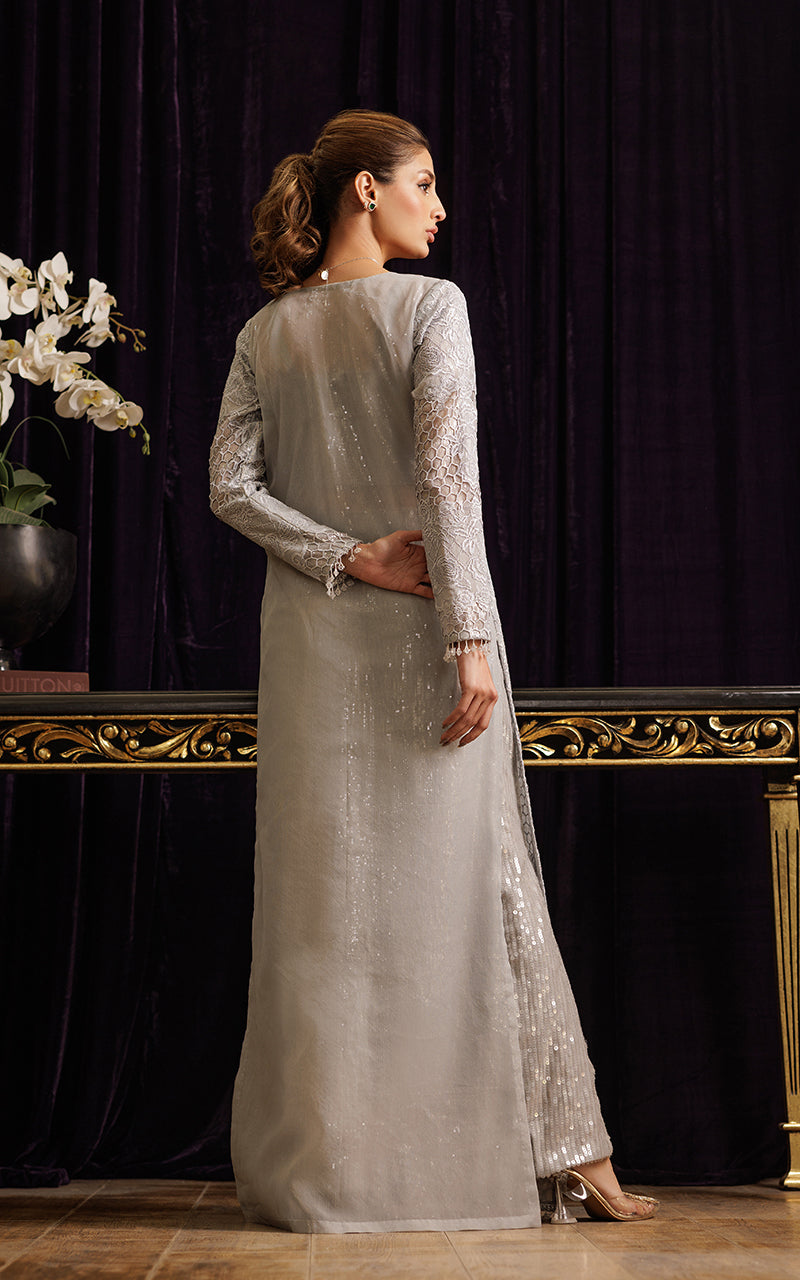 Threads and Motifs | Formal Dresses 25 | Organza Embroidered Jacket - by Libasekhas UK - Registered Vendor of : Threads and Motifs - 100% Original Designer Dress