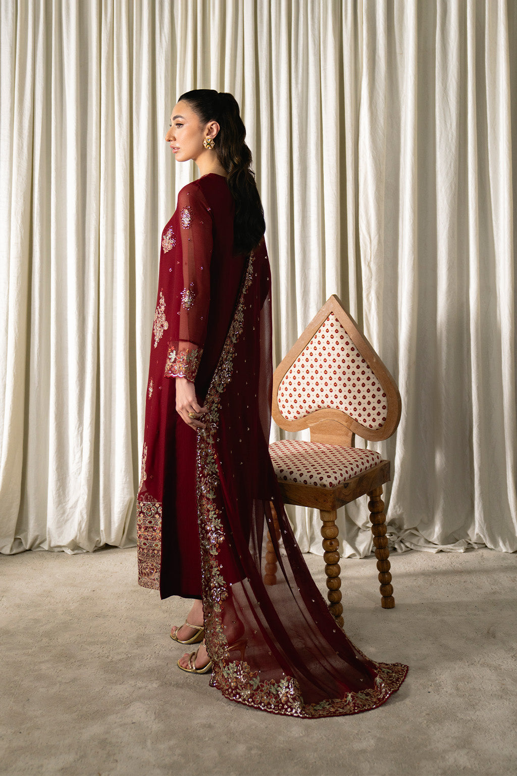 Neeshay | Ready to Wear Chiffon | RTW-CHFN-05 Red - by Libasekhas UK - Registered Vendor of : Neeshay - 100% Original Designer Dress