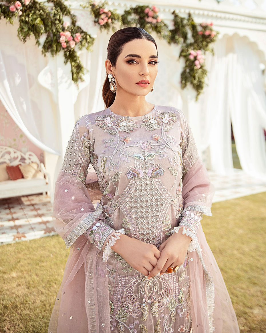 Gulaal | Wedding Formals | CLAIR EMBROIDERED NET 3-PIECE SUIT WS-05 - by - Libasekhas UK - Registered Vendor of : Gulaal - 100% Original Designer Dresss