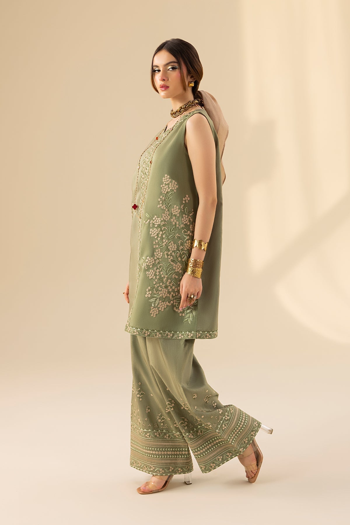 Erum Khan | Lillia Summer Edit | Olive Bloom - by - Libasekhas UK - Registered Vendor of : Erum Khan - 100% Original Designer Dresss