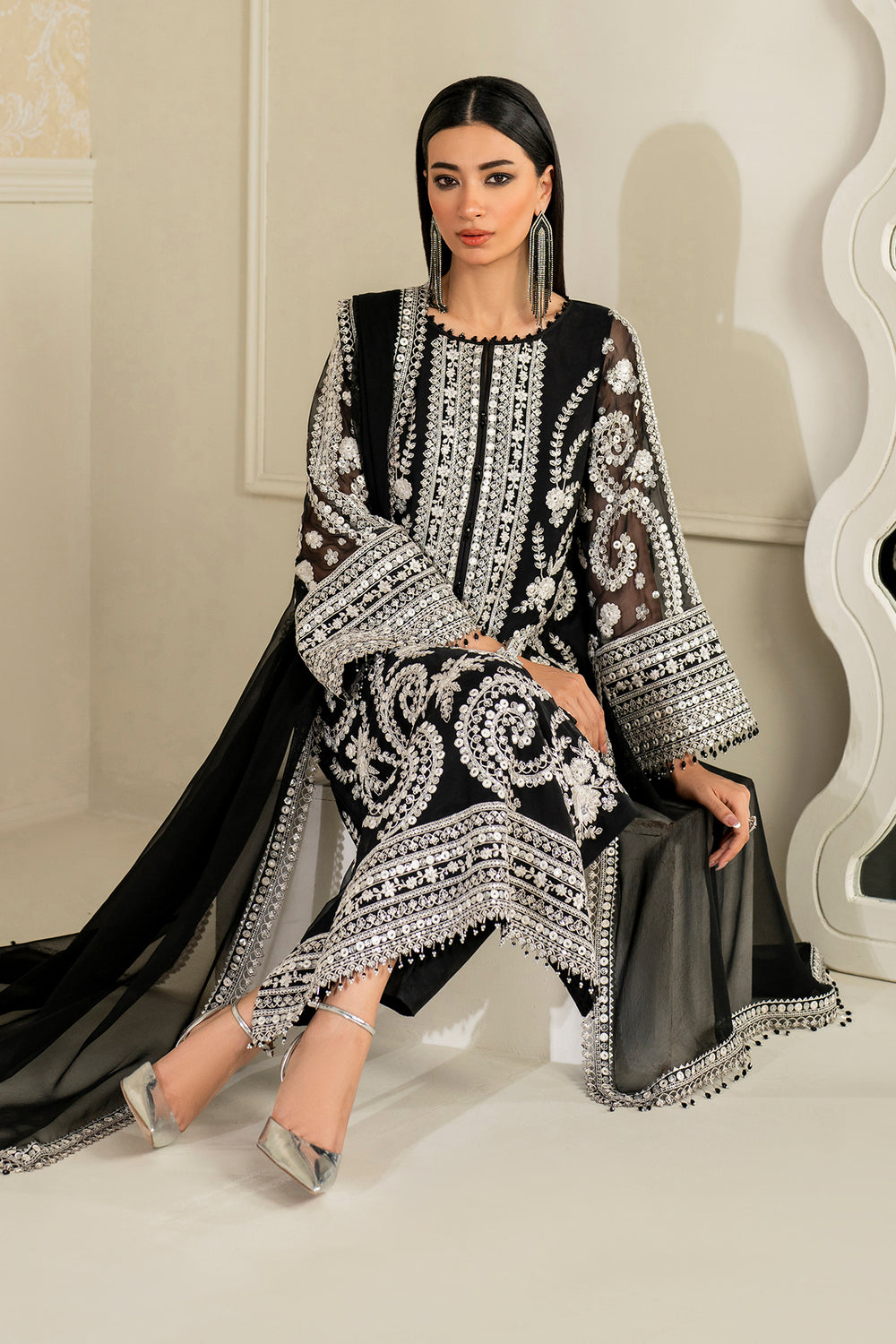 Baroque | Formals Collection | EMBROIDERED CHIFFON UF-4158 - by Libasekhas UK - Registered Vendor of : Baroque - 100% Original Designer Dress