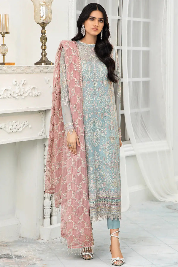 Zarif | DE LUXURY Formals | BLUE MIST - by - Libasekhas UK - Registered Vendor of : Zarif - 100% Original Designer Dresss