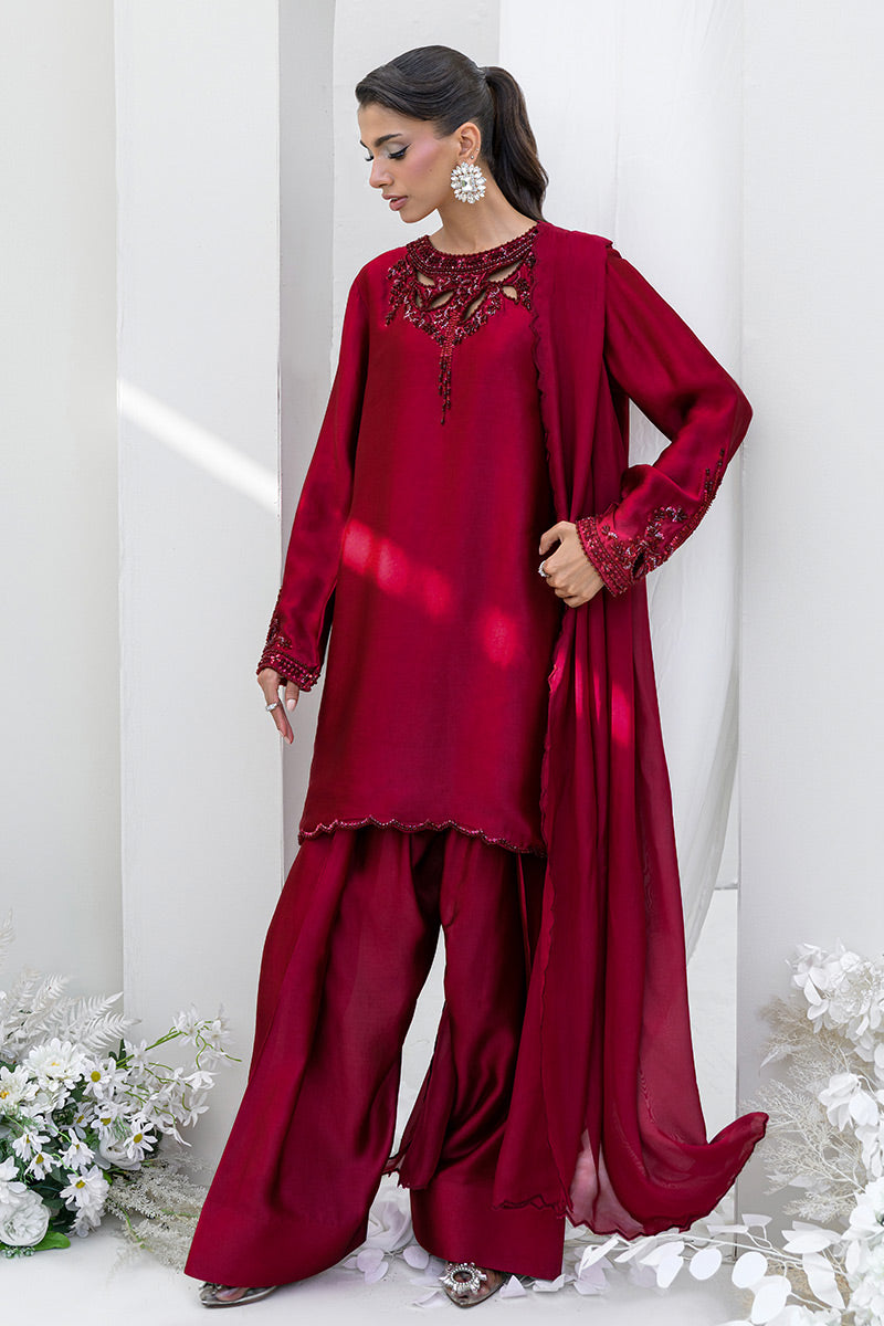 Chic Ophicial | Aarzu Luxe Pret | Ruby Veil - by Libasekhas UK - Registered Vendor of : Chic Ophicial - 100% Original Designer Dress