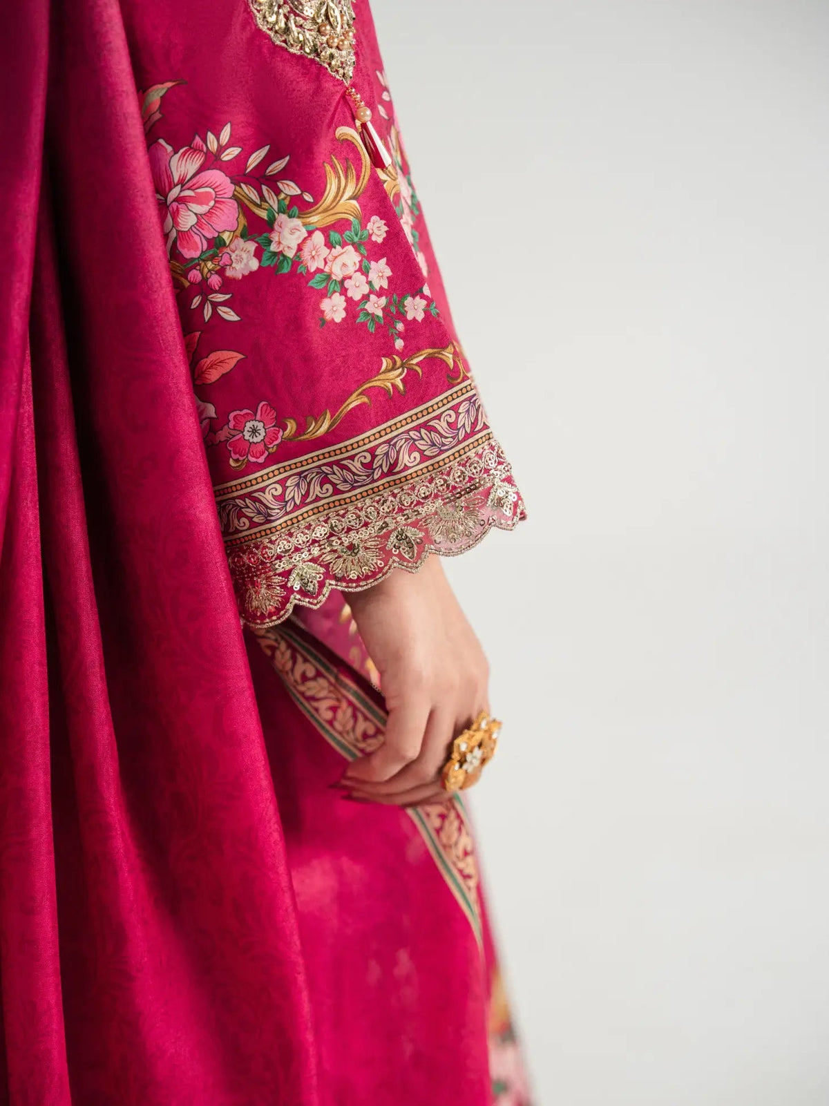 Gulaal | Aira Printed Silk | Garnet Garden - by Libasekhas UK - Registered Vendor of : Gulaal - 100% Original Designer Dress
