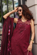 Noor by Saadia Asad | Eid Luxe Chikankari 26 | D3 -Bordeaux - by Libasekhas UK - Registered Vendor of : Noor by Saadia Asad - 100% Original Designer Dress