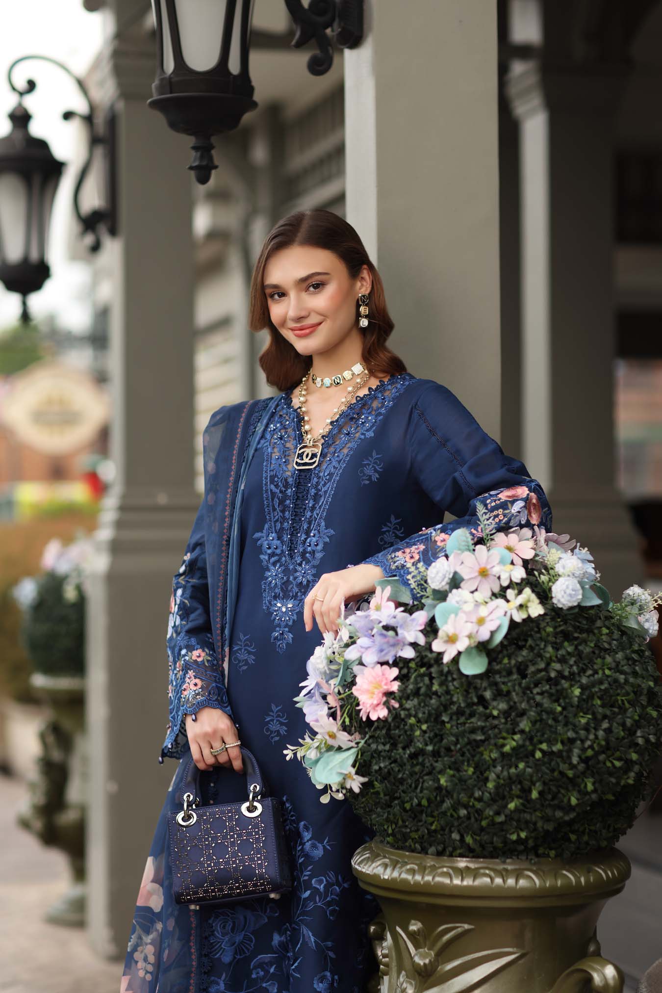 Noor by Saadia Asad | Eid Luxe Chikankari 26 | D11 - Sapphire Blue - by Libasekhas UK - Registered Vendor of : Noor by Saadia Asad - 100% Original Designer Dress