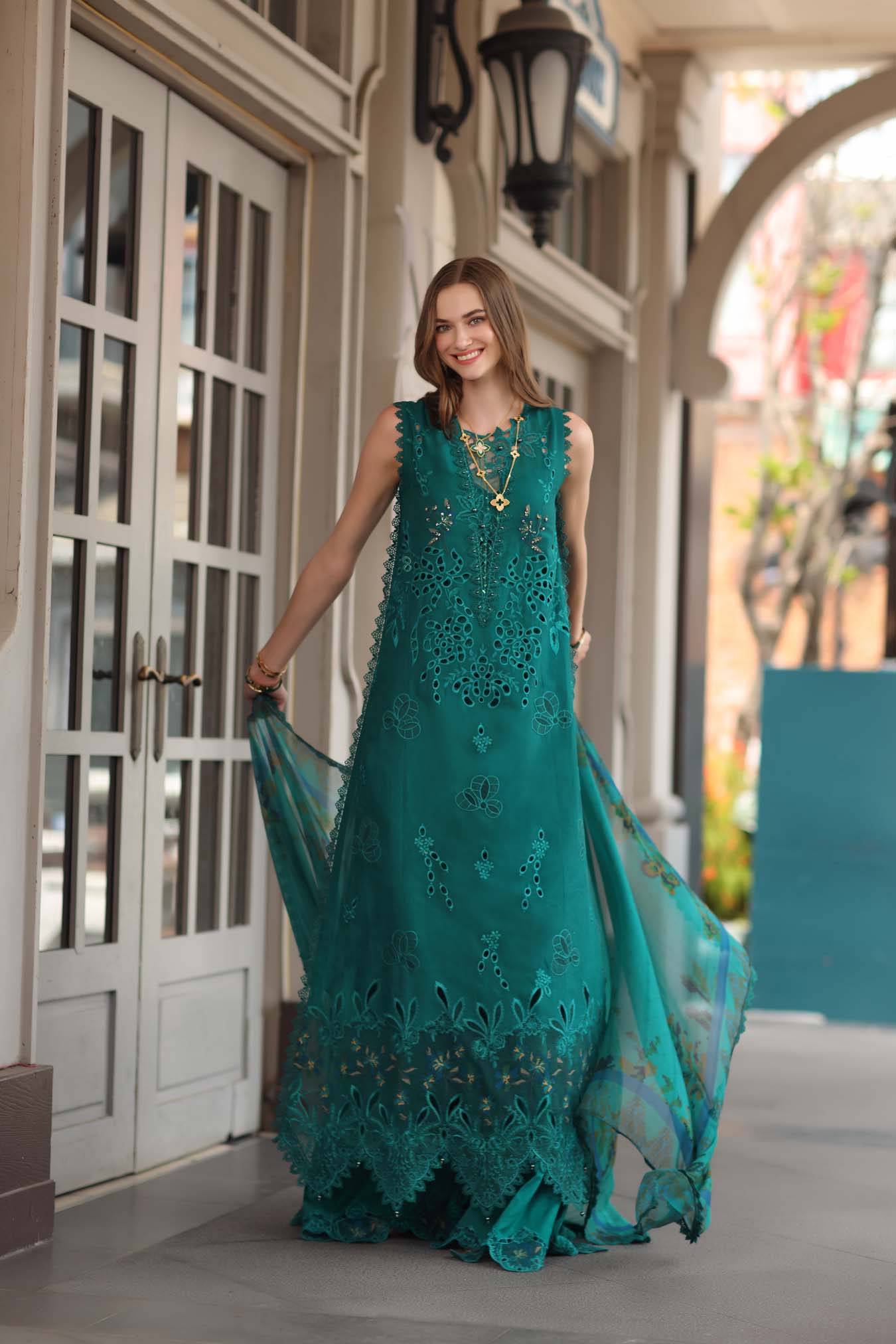 Noor by Saadia Asad | Eid Luxe Chikankari 26 | D1 - Malachite Green - by Libasekhas UK - Registered Vendor of : Noor by Saadia Asad - 100% Original Designer Dress