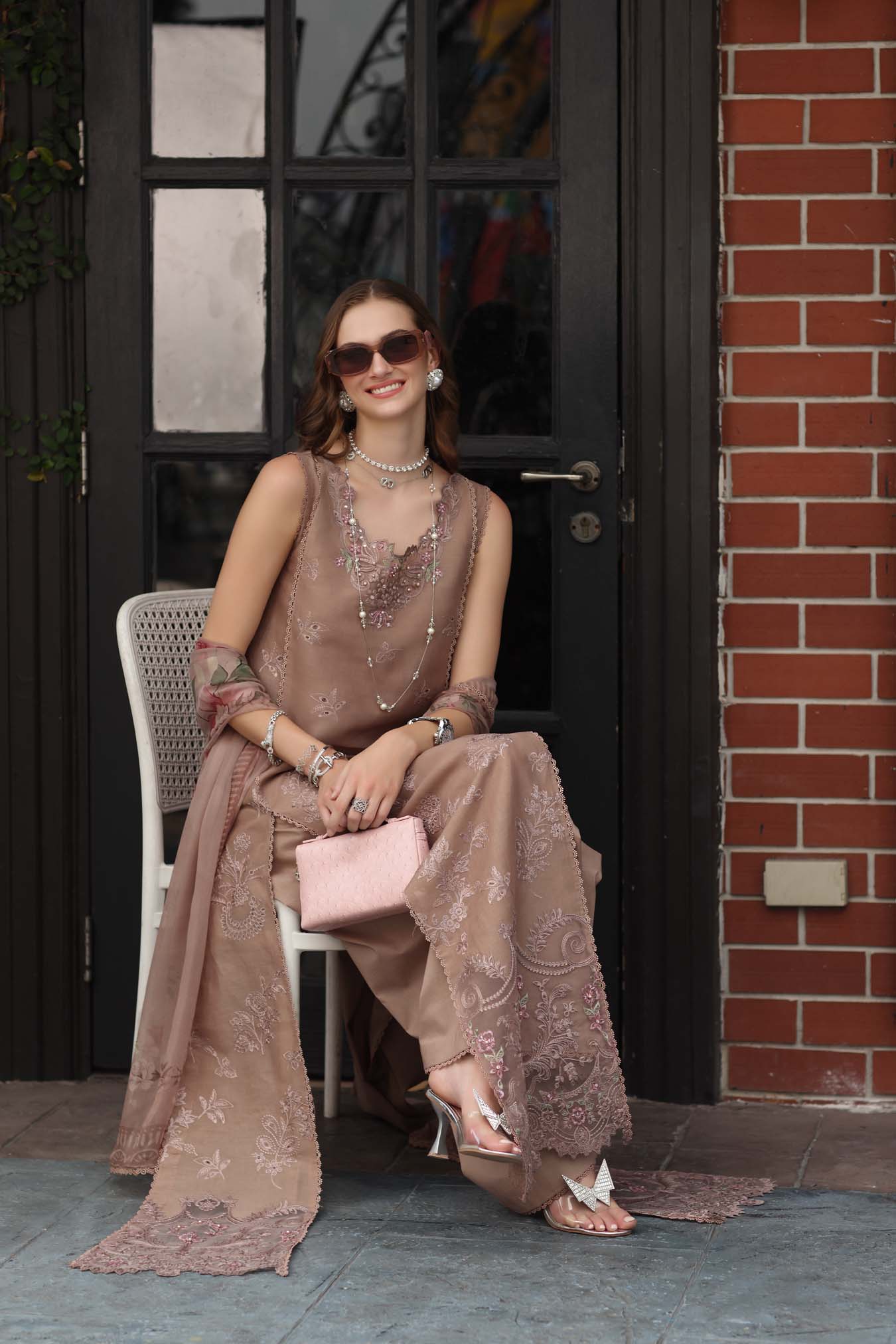 Noor by Saadia Asad | Eid Luxe Chikankari 26 | D12 - Etoupe love - by Libasekhas UK - Registered Vendor of : Noor by Saadia Asad - 100% Original Designer Dress
