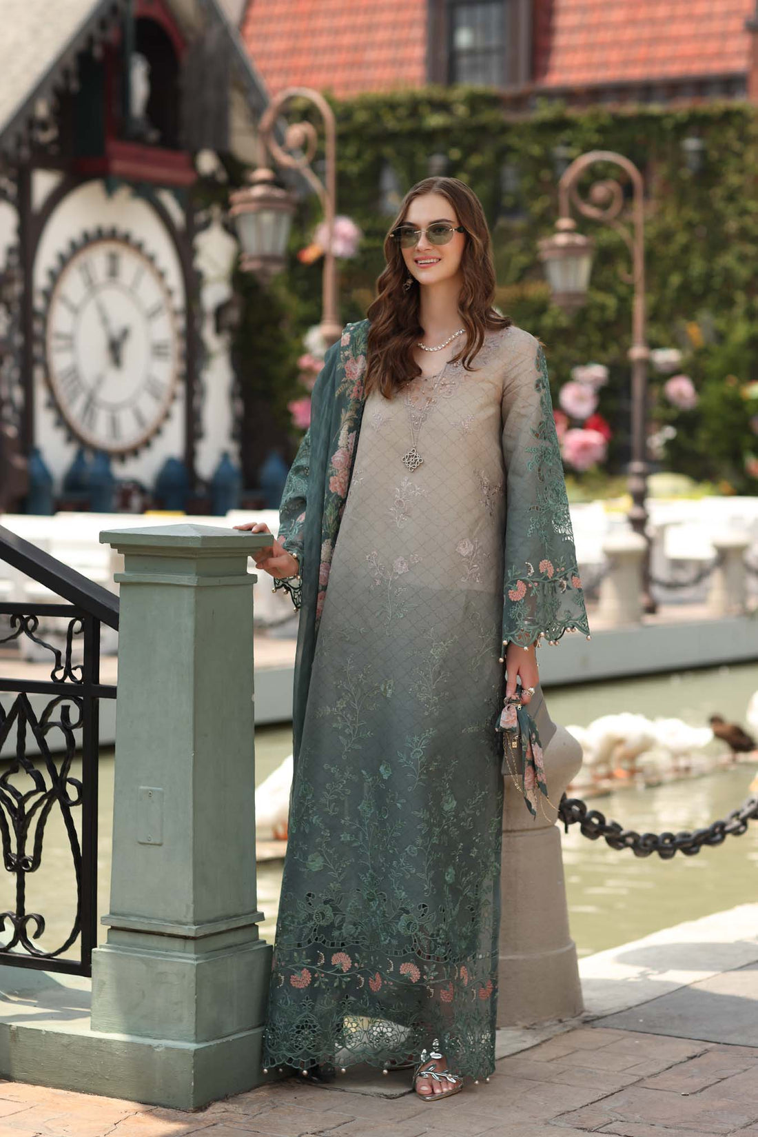Noor by Saadia Asad | Eid Luxe Chikankari 26 | D4 - Smoke Zinc - by Libasekhas UK - Registered Vendor of : Noor by Saadia Asad - 100% Original Designer Dress