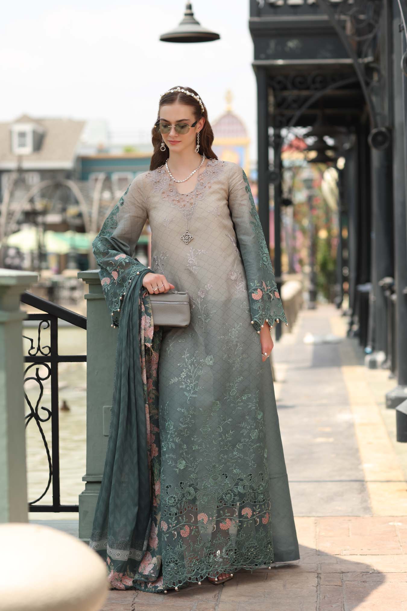 Noor by Saadia Asad | Eid Luxe Chikankari 26 | D4 - Smoke Zinc - by Libasekhas UK - Registered Vendor of : Noor by Saadia Asad - 100% Original Designer Dress