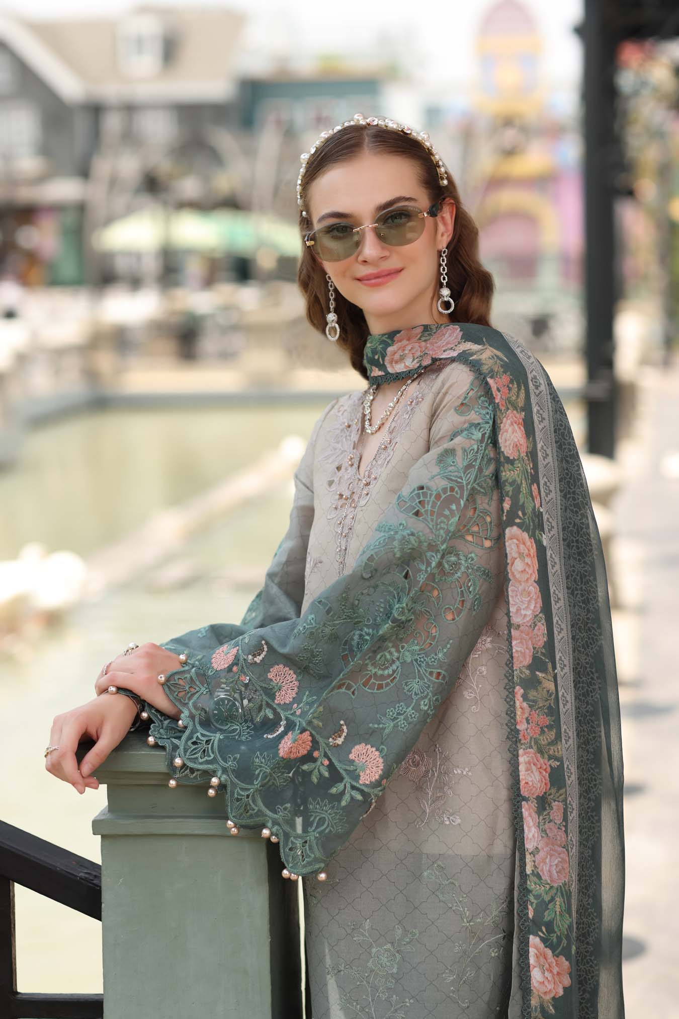 Noor by Saadia Asad | Eid Luxe Chikankari 26 | D4 - Smoke Zinc - by Libasekhas UK - Registered Vendor of : Noor by Saadia Asad - 100% Original Designer Dress