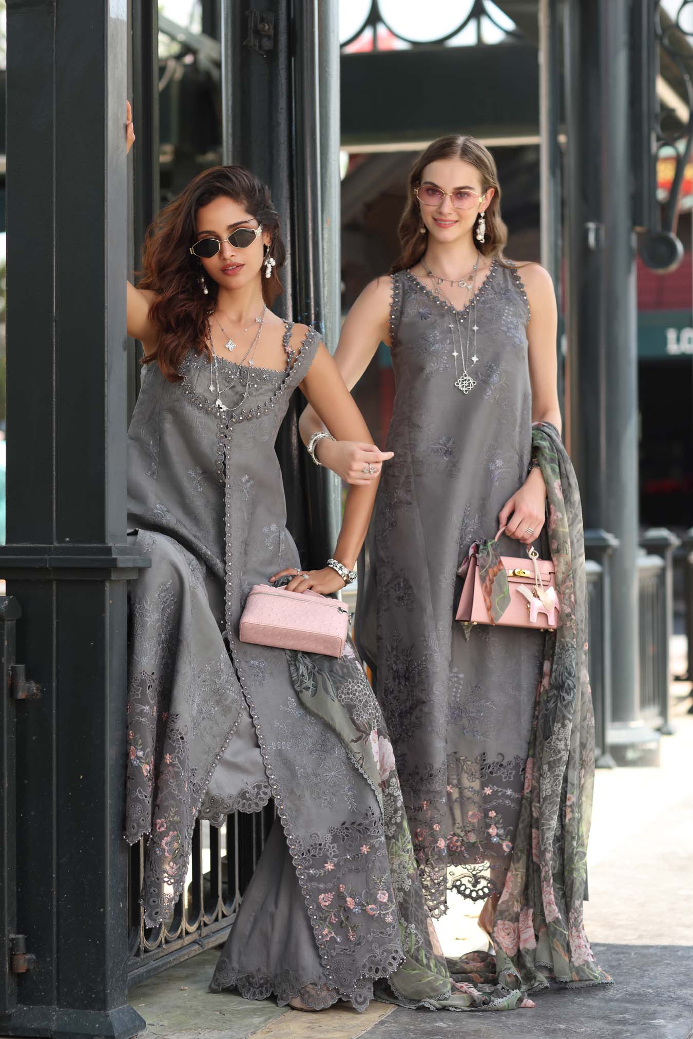 Noor by Saadia Asad | Eid Luxe Chikankari 26 | D9 - Shadow Grey - by Libasekhas UK - Registered Vendor of : Noor by Saadia Asad - 100% Original Designer Dress