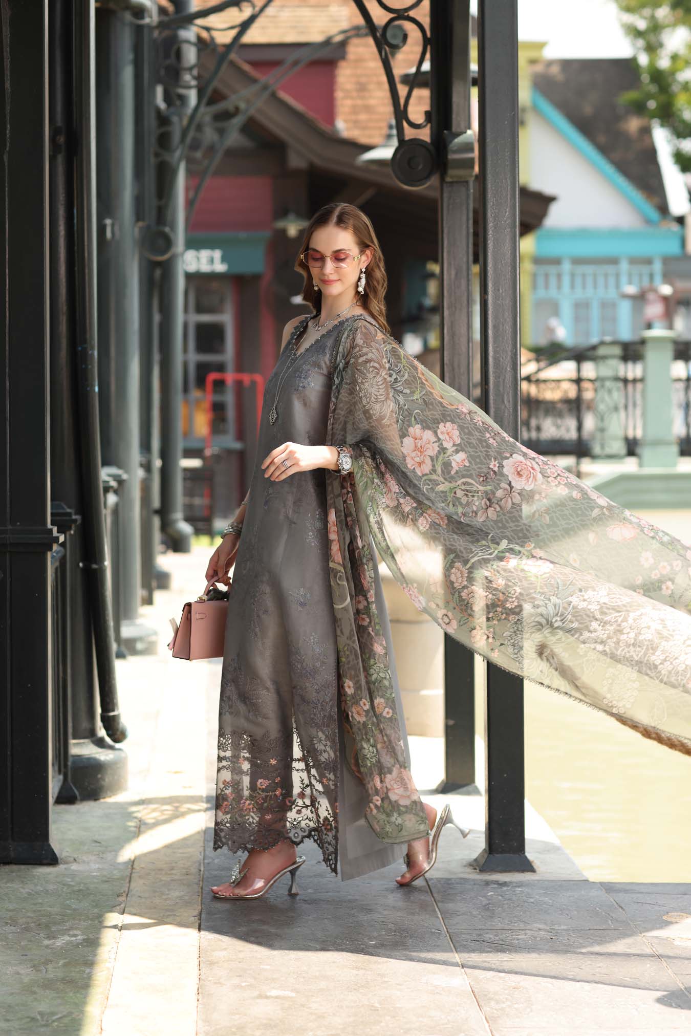 Noor by Saadia Asad | Eid Luxe Chikankari 26 | D9 - Shadow Grey - by Libasekhas UK - Registered Vendor of : Noor by Saadia Asad - 100% Original Designer Dress