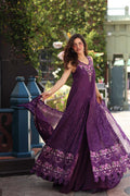 Noor by Saadia Asad | Eid Luxe Chikankari 26 | D7 - Aubergine Bloom - by Libasekhas UK - Registered Vendor of : Noor by Saadia Asad - 100% Original Designer Dress