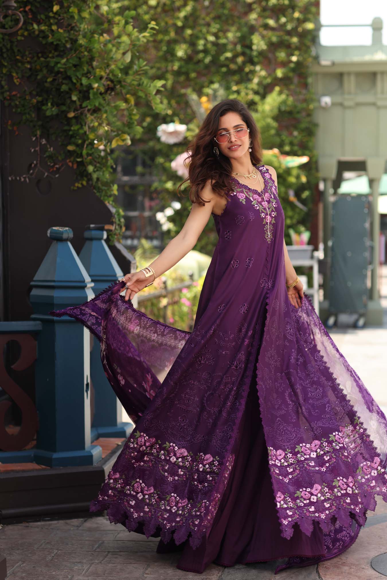 Noor by Saadia Asad | Eid Luxe Chikankari 26 | D7 - Aubergine Bloom - by Libasekhas UK - Registered Vendor of : Noor by Saadia Asad - 100% Original Designer Dress
