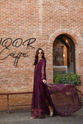 Noor by Saadia Asad | Luxury Eid Schiffli Laserkari 26 | D10 -Plum Royal - by Libasekhas UK - Registered Vendor of : Noor by Saadia Asad - 100% Original Designer Dress