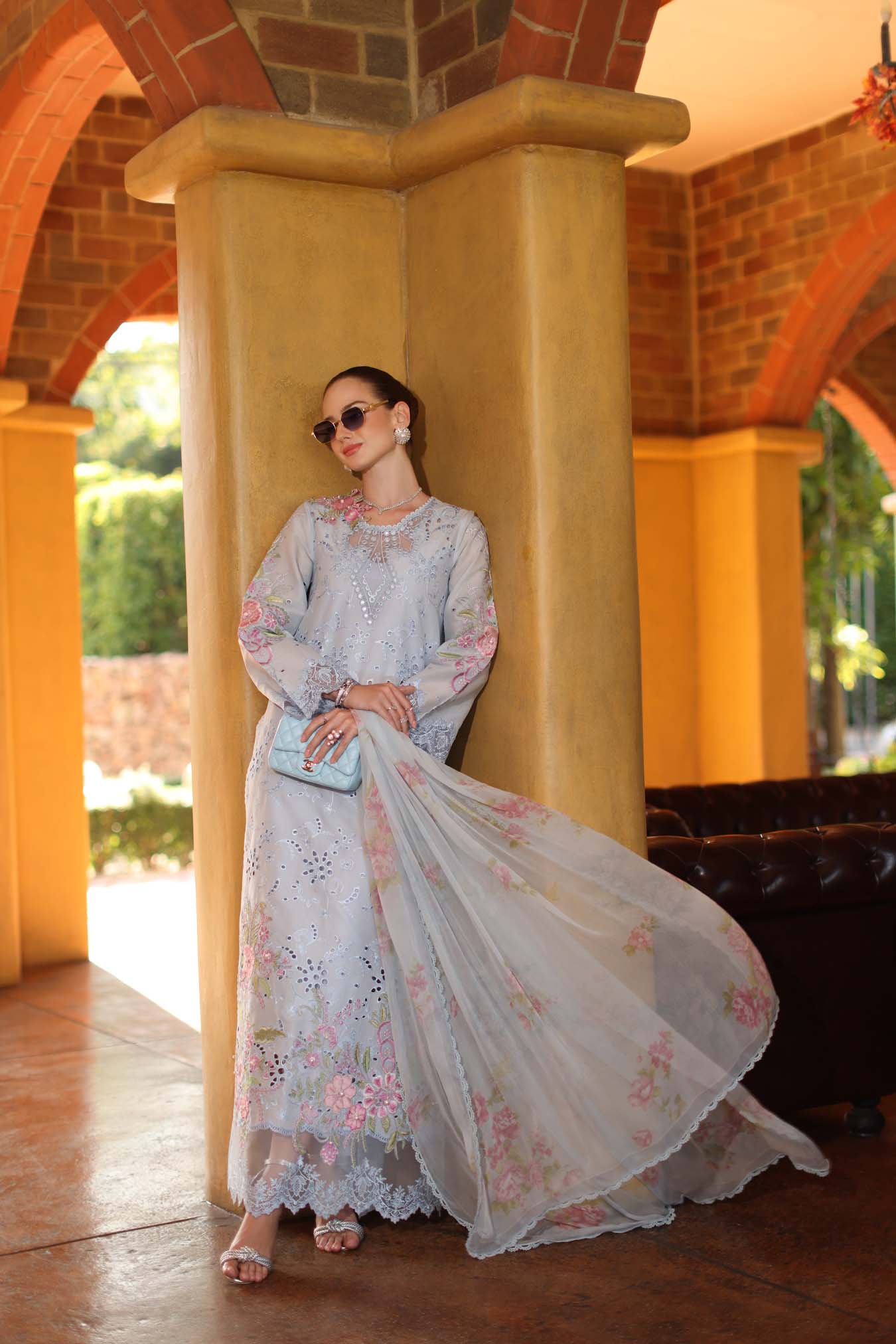 Saadia Asad | Luxuru Eid Schiffli Laserkari 26 | D10 - B - Roselle - by Libasekhas UK - Registered Vendor of : Saadia Asad - 100% Original Designer Dress