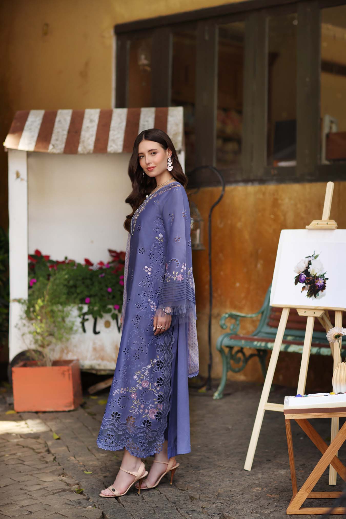 Noor by Saadia Asad | Luxury Eid Schiffli Laserkari 26 | D9 -Tropical indigo - by Libasekhas UK - Registered Vendor of : Noor by Saadia Asad - 100% Original Designer Dress