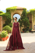 Noor by Saadia Asad | Luxury Eid Schiffli Laserkari 26 | D12 -Amalfi Rouge - by Libasekhas UK - Registered Vendor of : Noor by Saadia Asad - 100% Original Designer Dress