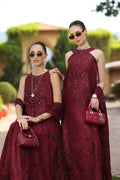 Noor by Saadia Asad | Luxury Eid Schiffli Laserkari 26 | D12 -Amalfi Rouge - by Libasekhas UK - Registered Vendor of : Noor by Saadia Asad - 100% Original Designer Dress