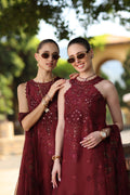 Noor by Saadia Asad | Luxury Eid Schiffli Laserkari 26 | D12 -Amalfi Rouge - by Libasekhas UK - Registered Vendor of : Noor by Saadia Asad - 100% Original Designer Dress