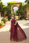 Noor by Saadia Asad | Luxury Eid Schiffli Laserkari 26 | D12 -Amalfi Rouge - by Libasekhas UK - Registered Vendor of : Noor by Saadia Asad - 100% Original Designer Dress