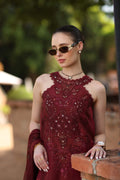 Noor by Saadia Asad | Luxury Eid Schiffli Laserkari 26 | D12 -Amalfi Rouge - by Libasekhas UK - Registered Vendor of : Noor by Saadia Asad - 100% Original Designer Dress