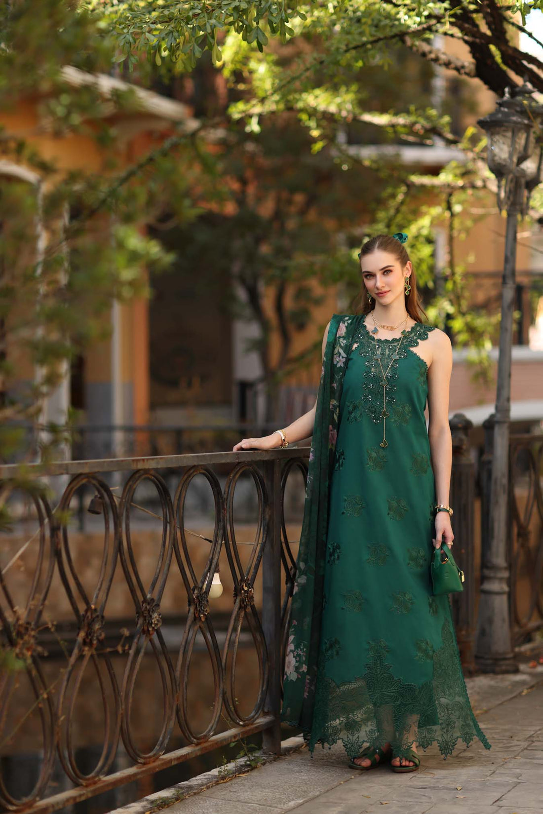 Noor by Saadia Asad | Eid Luxe Printkhaas 26 | D2 - B - Sage Green - by Libasekhas UK - Registered Vendor of : Noor by Saadia Asad - 100% Original Designer Dress