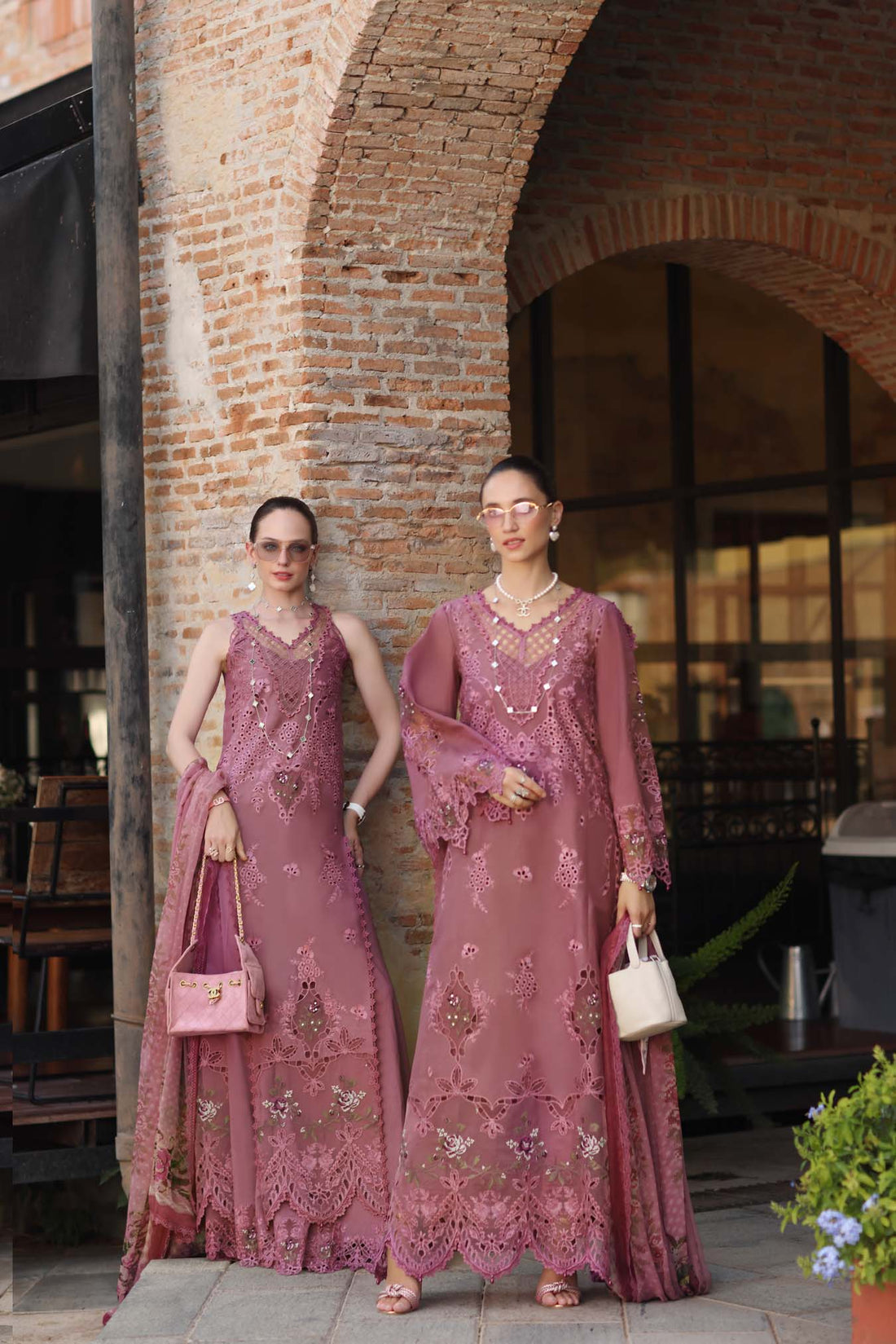 Noor by Saadia Asad | Luxury Eid Schiffli Laserkari 26 | D1 -Rose Allure - by Libasekhas UK - Registered Vendor of : Noor by Saadia Asad - 100% Original Designer Dress