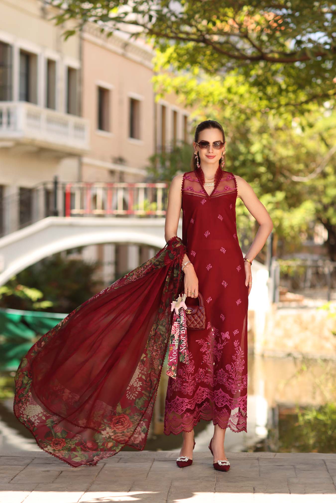 Noor by Saadia Asad | Eid Luxe Printkhaas 26 | D1 - A - Ruby - by Libasekhas UK - Registered Vendor of : Noor by Saadia Asad - 100% Original Designer Dress