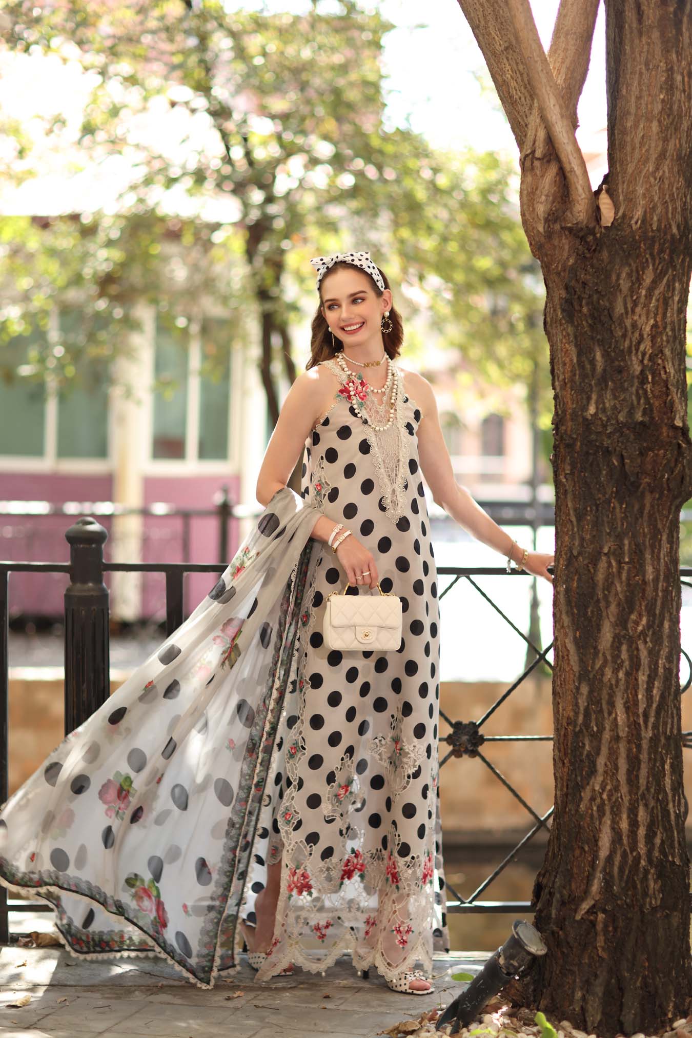 Noor by Saadia Asad | Eid Luxe Printkhaas 26 | D4 - B - Moonlight Polka - by Libasekhas UK - Registered Vendor of : Noor by Saadia Asad - 100% Original Designer Dress