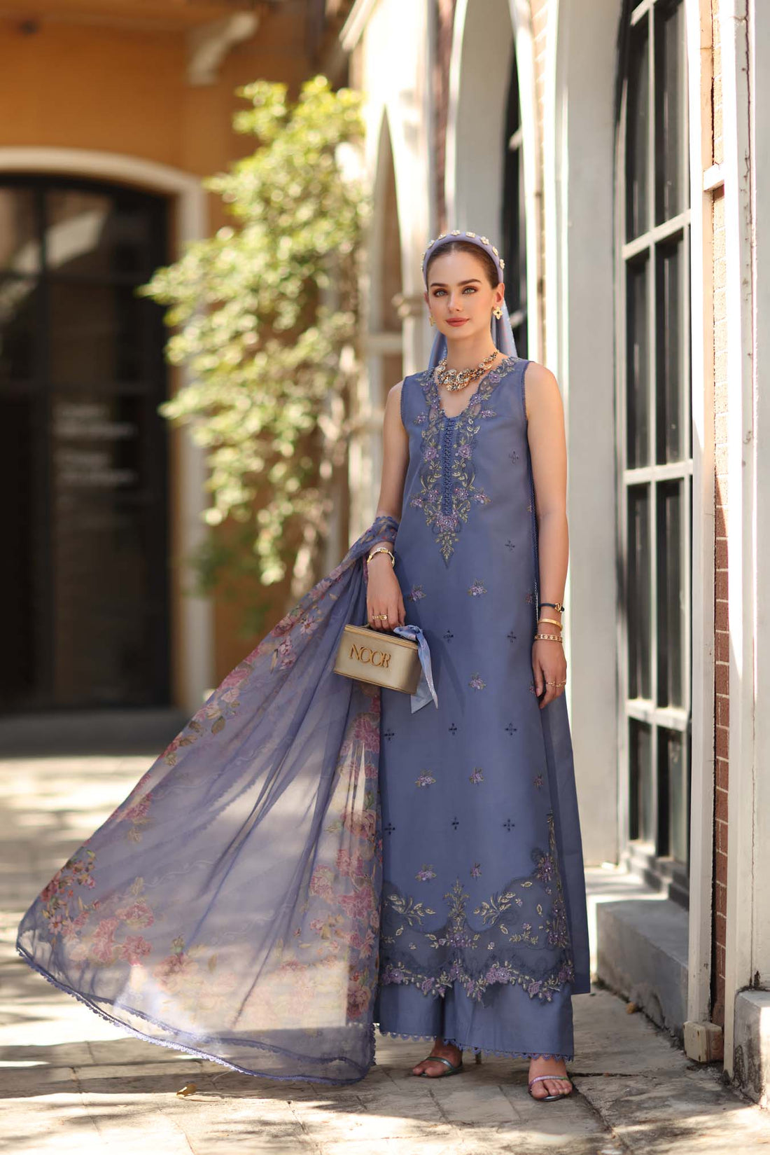 Noor by Saadia Asad | Eid Luxe Printkhaas 26 | D3 - B - Stormy Lilac - by Libasekhas UK - Registered Vendor of : Noor by Saadia Asad - 100% Original Designer Dress