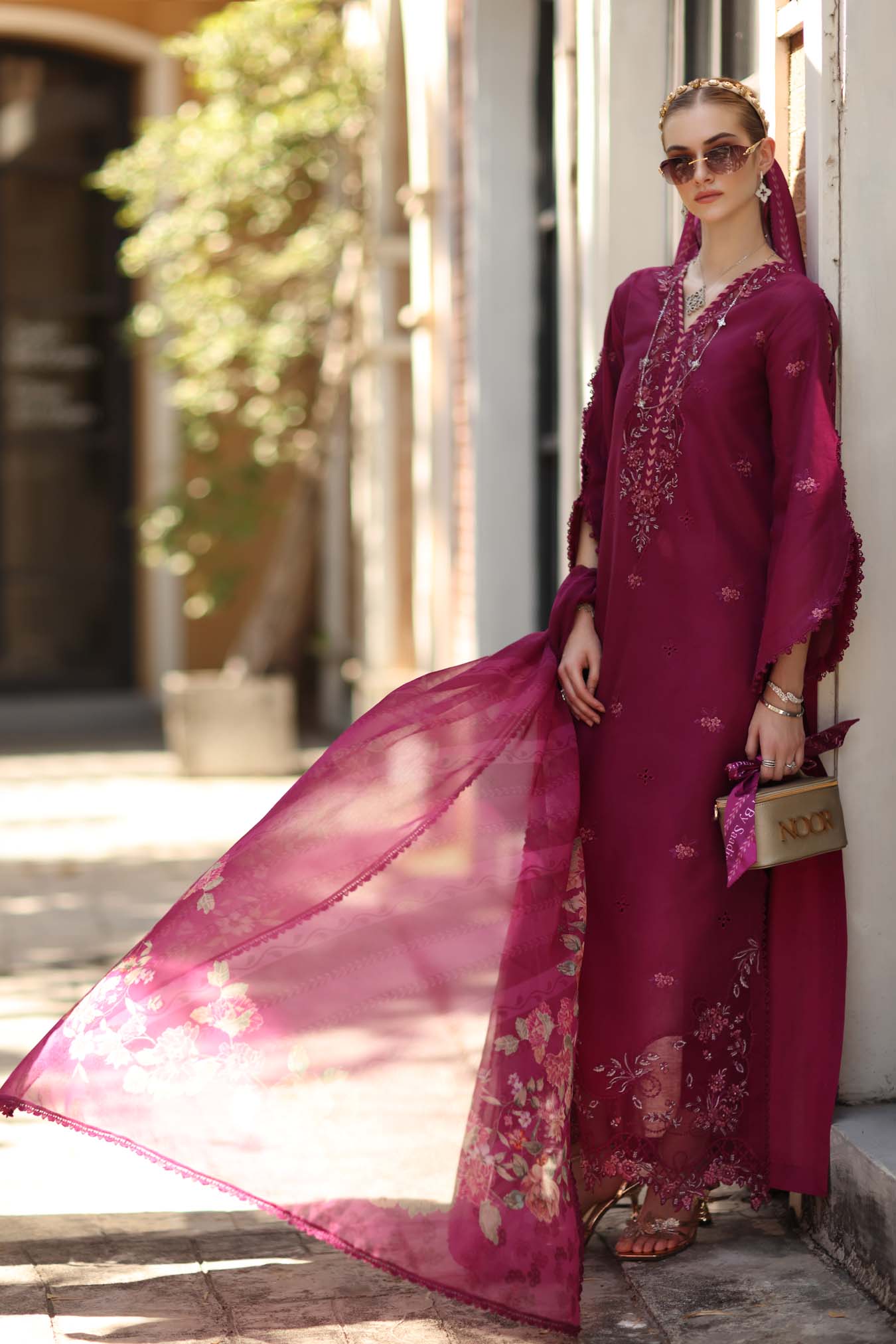 Noor by Saadia Asad | Eid Luxe Printkhaas 26 | D3 - A - Fushia Blush - by Libasekhas UK - Registered Vendor of : Noor by Saadia Asad - 100% Original Designer Dress