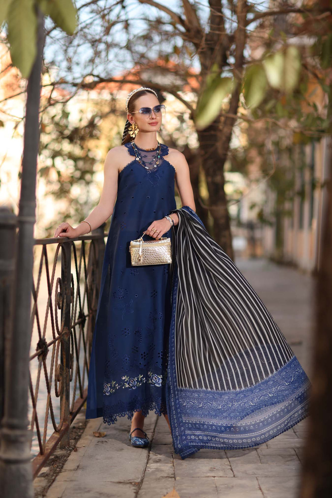 Noor by Saadia Asad | Eid Luxe Printkhaas 26 | D7 - B -Sapphire Blue - by Libasekhas UK - Registered Vendor of : Noor by Saadia Asad - 100% Original Designer Dress