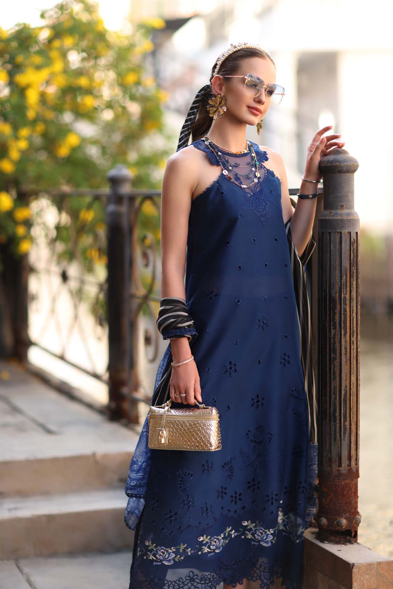 Noor by Saadia Asad | Eid Luxe Printkhaas 26 | D7 - B -Sapphire Blue - by Libasekhas UK - Registered Vendor of : Noor by Saadia Asad - 100% Original Designer Dress