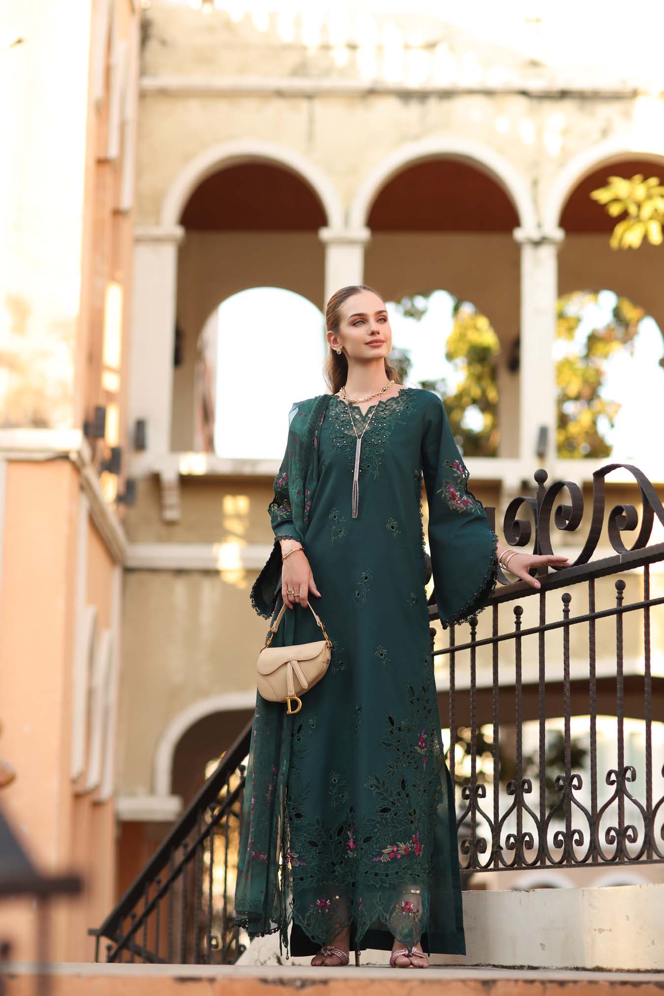 Noor by Saadia Asad | Eid Luxe Printkhaas 26 | D5 - A - Teal Grove - by Libasekhas UK - Registered Vendor of : Noor by Saadia Asad - 100% Original Designer Dress
