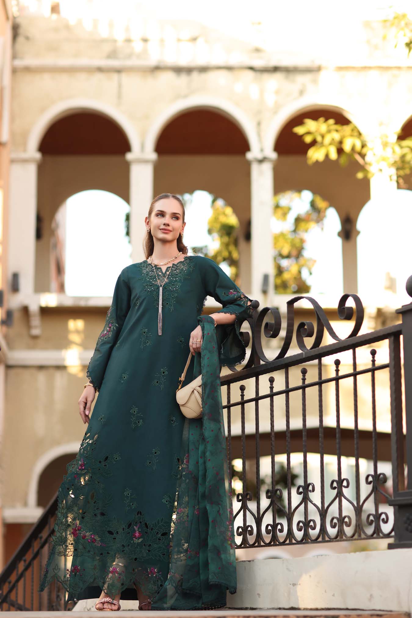 Noor by Saadia Asad | Eid Luxe Printkhaas 26 | D5 - A - Teal Grove - by Libasekhas UK - Registered Vendor of : Noor by Saadia Asad - 100% Original Designer Dress