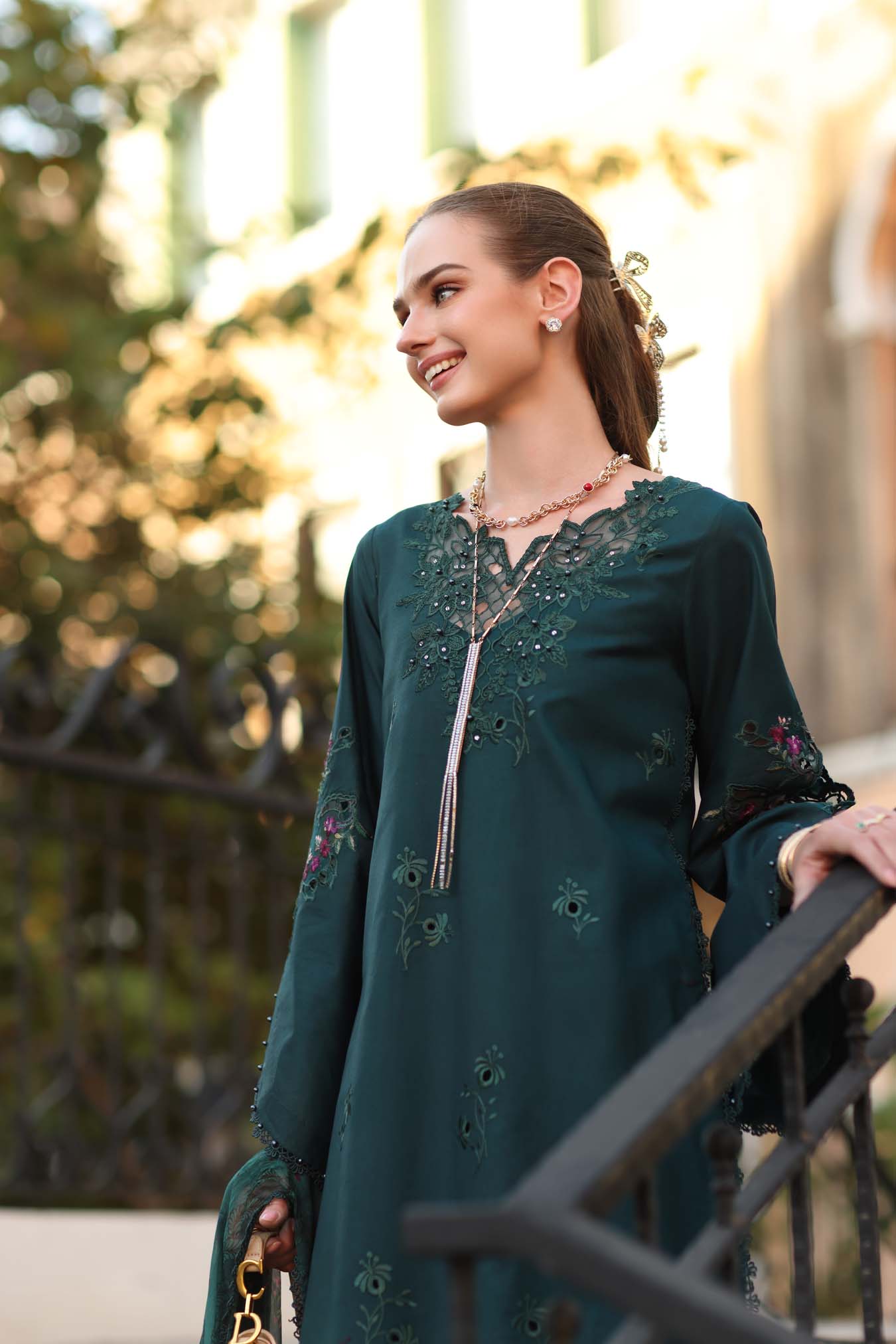 Noor by Saadia Asad | Eid Luxe Printkhaas 26 | D5 - A - Teal Grove - by Libasekhas UK - Registered Vendor of : Noor by Saadia Asad - 100% Original Designer Dress